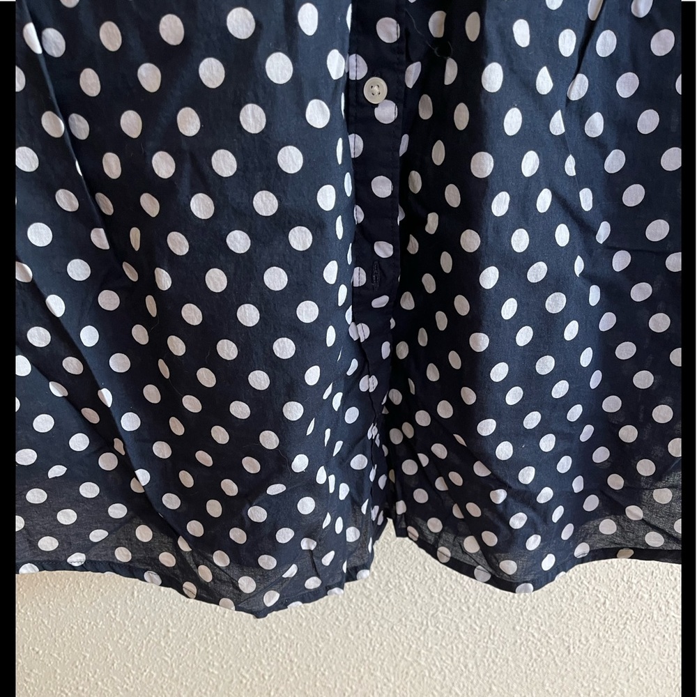 Sleeveless Navy Polka Dot Blouse - White Dot Print - Picture 3 of 7